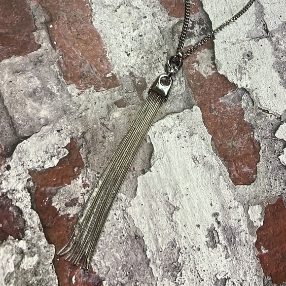 NWT The Limited Long Silver Fringe Tassel Necklace - Picture 5 of 9